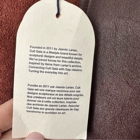 Gap x Cult Gaia Dark Brown Leather Jacket with Tie Closure XL NWT $500 Retail - Picture 4 of 9